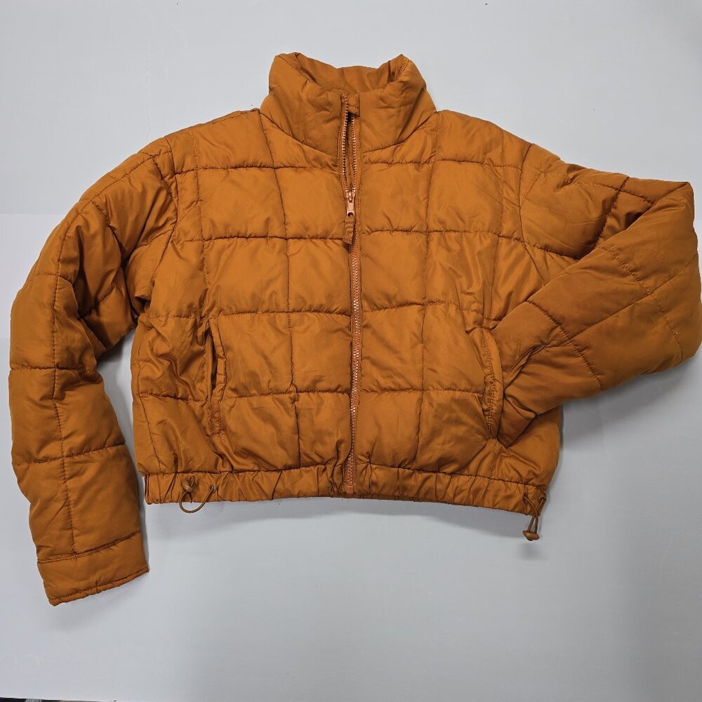 Aéropostale Remixed Down Rust Orange Crop Puffer Jacket Size M